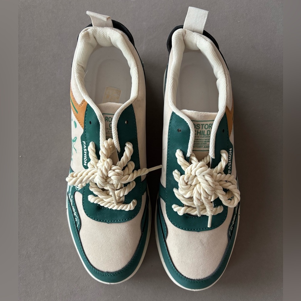 Rostory Child Men’s White and Green Sneakers